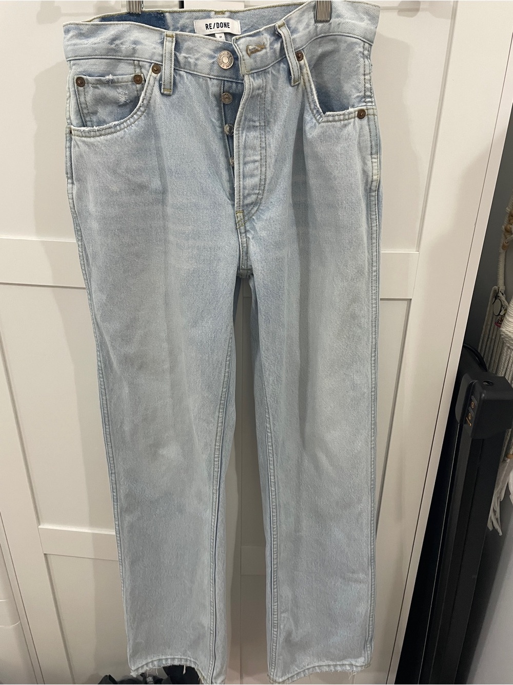 RE / DONE 90s High Rise Loose Jeans Straight Leg Light blue Wash Sz 27x29.5